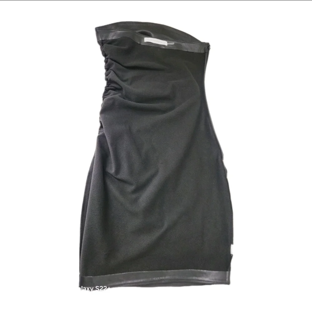 Susana Monaco Black Faux Leather Strapless Mini Dress Size M.  # B12
